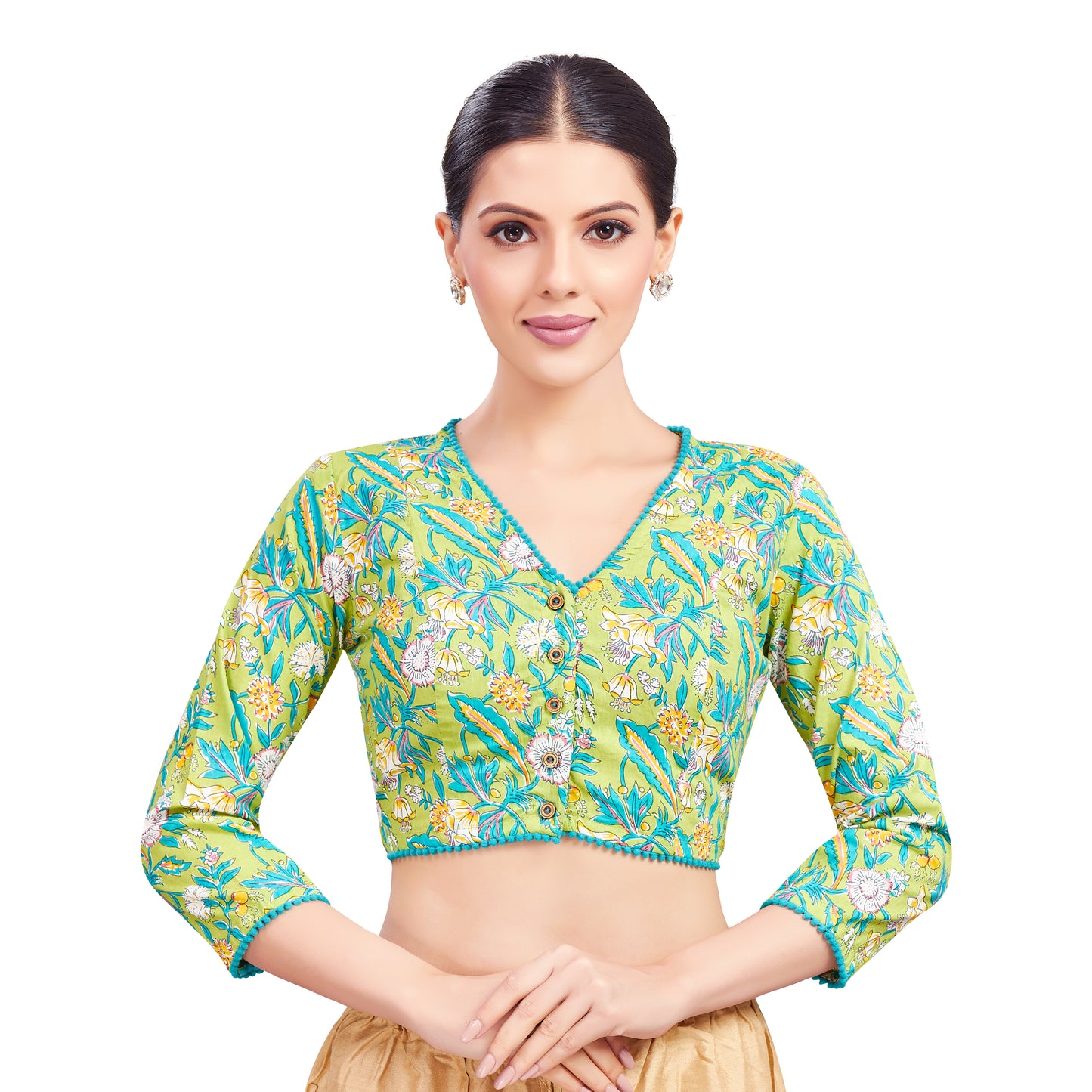 Studio Shringaar Women's Green Blouse (Design 2764)