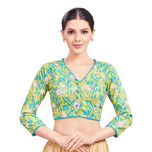 Studio Shringaar Women's Green Blouse (Design 2764)