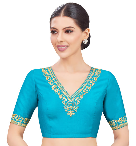Studio Shringaar Women's Turquoise Blouse (Design 2768)
