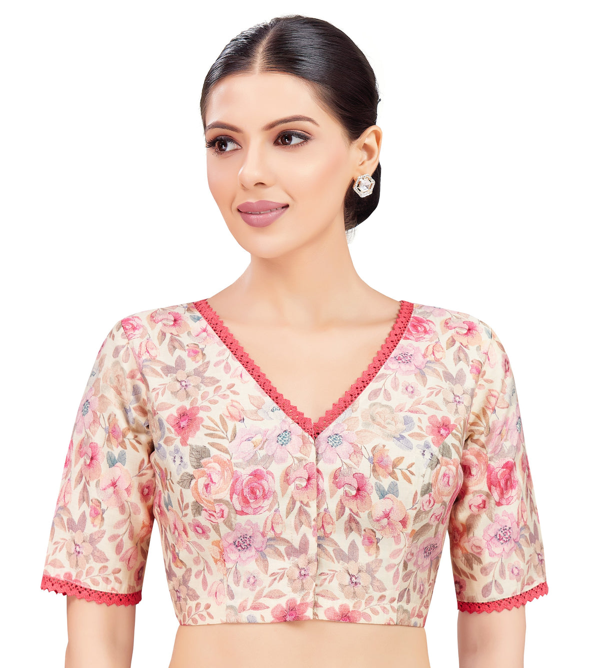 Studio Shringaar Women's Pink Readymade Blouse (Design 2774)
