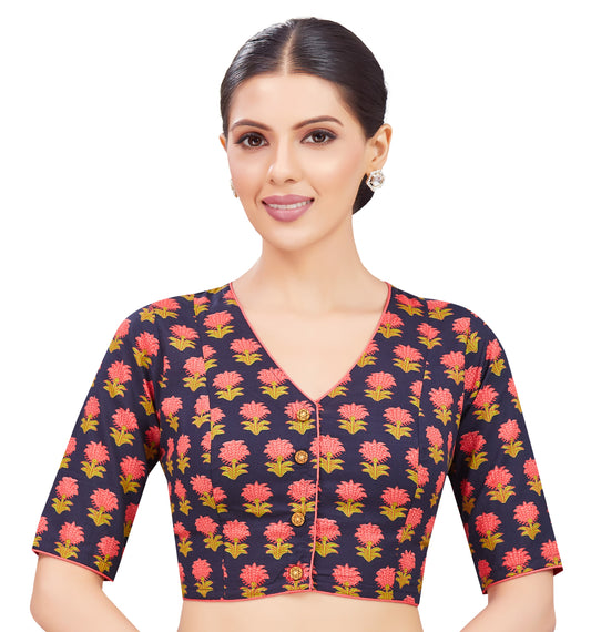 Studio Shringaar Women's Navy Blue Blouse (Design 2779)