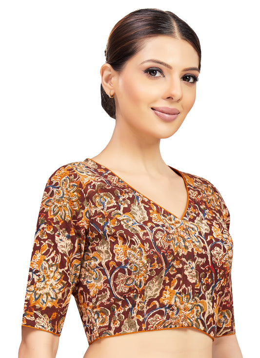 Studio Shringaar Women's Brown Readymade Blouse (Design 2792)