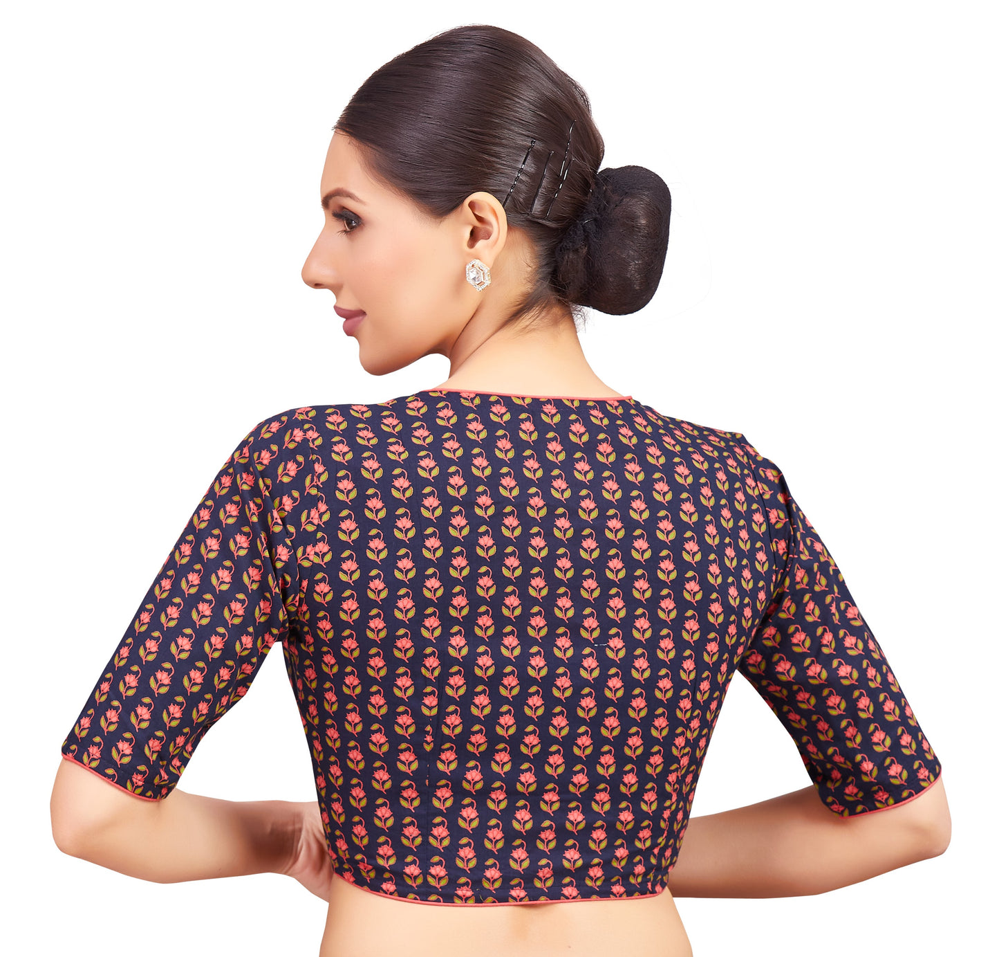 Women's Cotton Jaipur Motif Printed Readymade Saree Blouse (Design 2798)