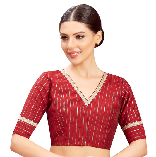Studio Shringaar Women's Maroon Blouse (Design 2809)