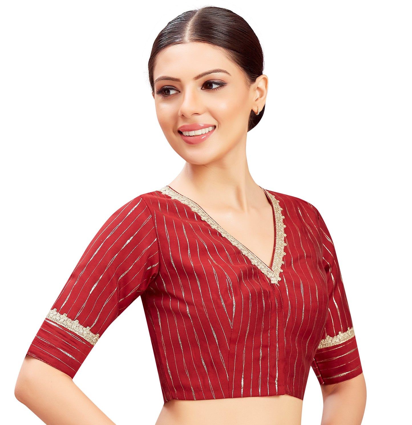 Studio Shringaar Women's Maroon Blouse (Design 2809)