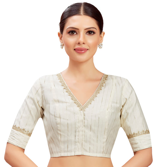 Studio Shringaar Women's Off White Blouse (Design 2809)
