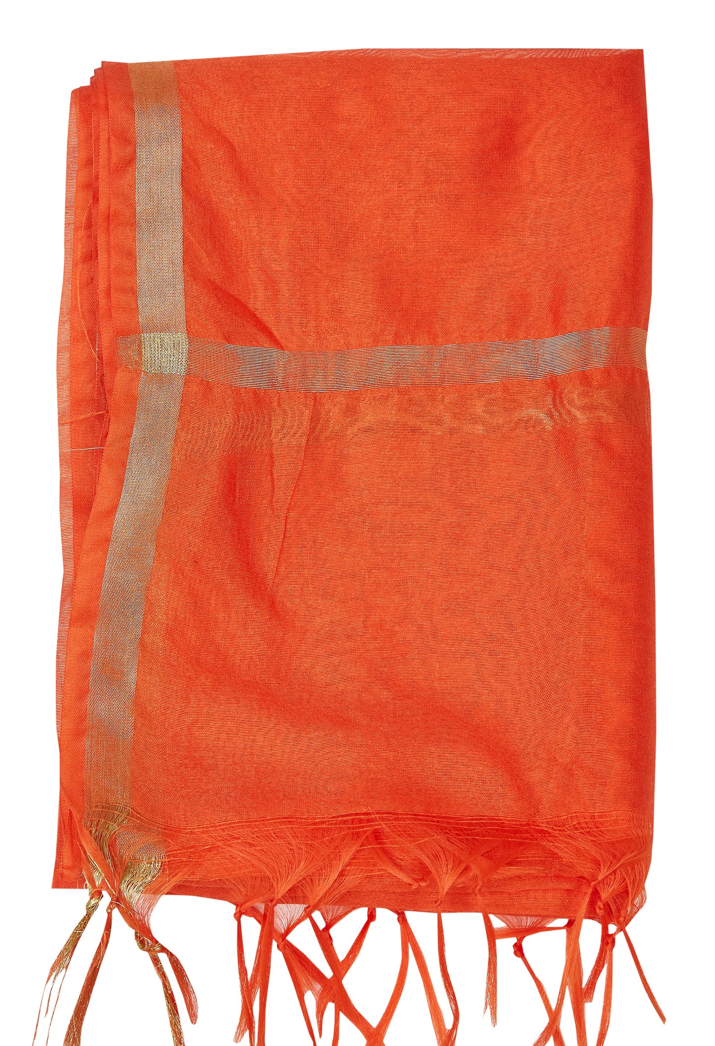 Women's Chanderi Silk Blend Handloom Dupatta (32" X 2.35 Meters) (2824 - Orange)