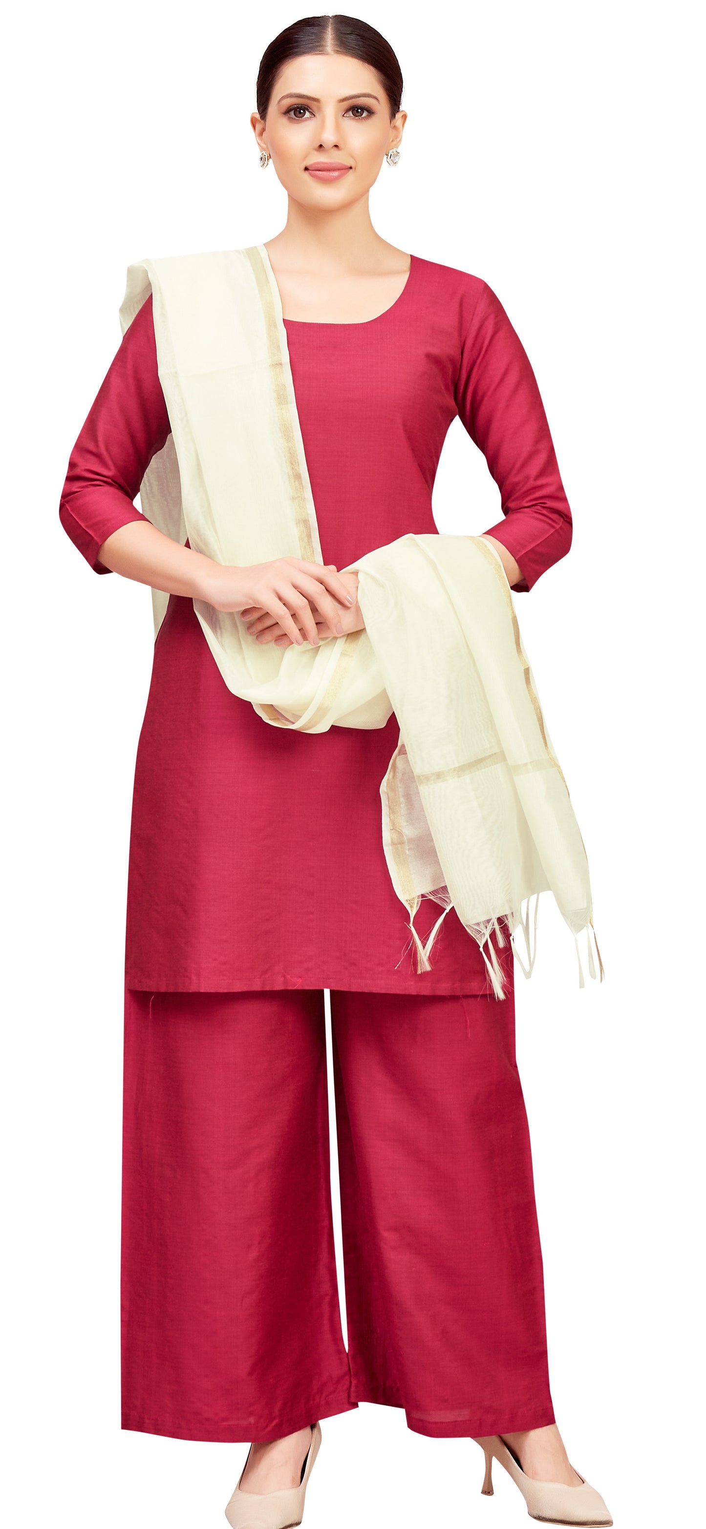 Women's Chanderi Silk Blend Handloom Dupatta (32" X 2.35 Meters) (2824 - Off White)