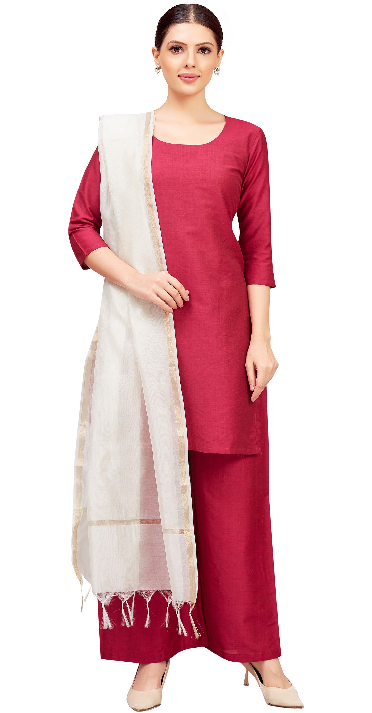 Women's Chanderi Silk Blend Handloom Dupatta (32" X 2.35 Meters) (2824 - Off White)