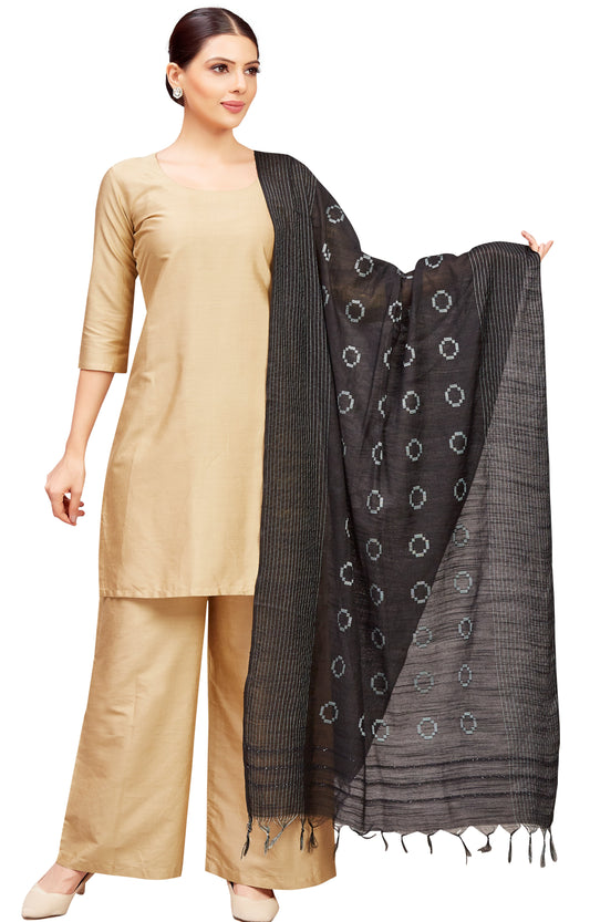 Women's Viscose Handloom Dupatta With Tassels (32" X 2.35 Meters) (2827 - Black)