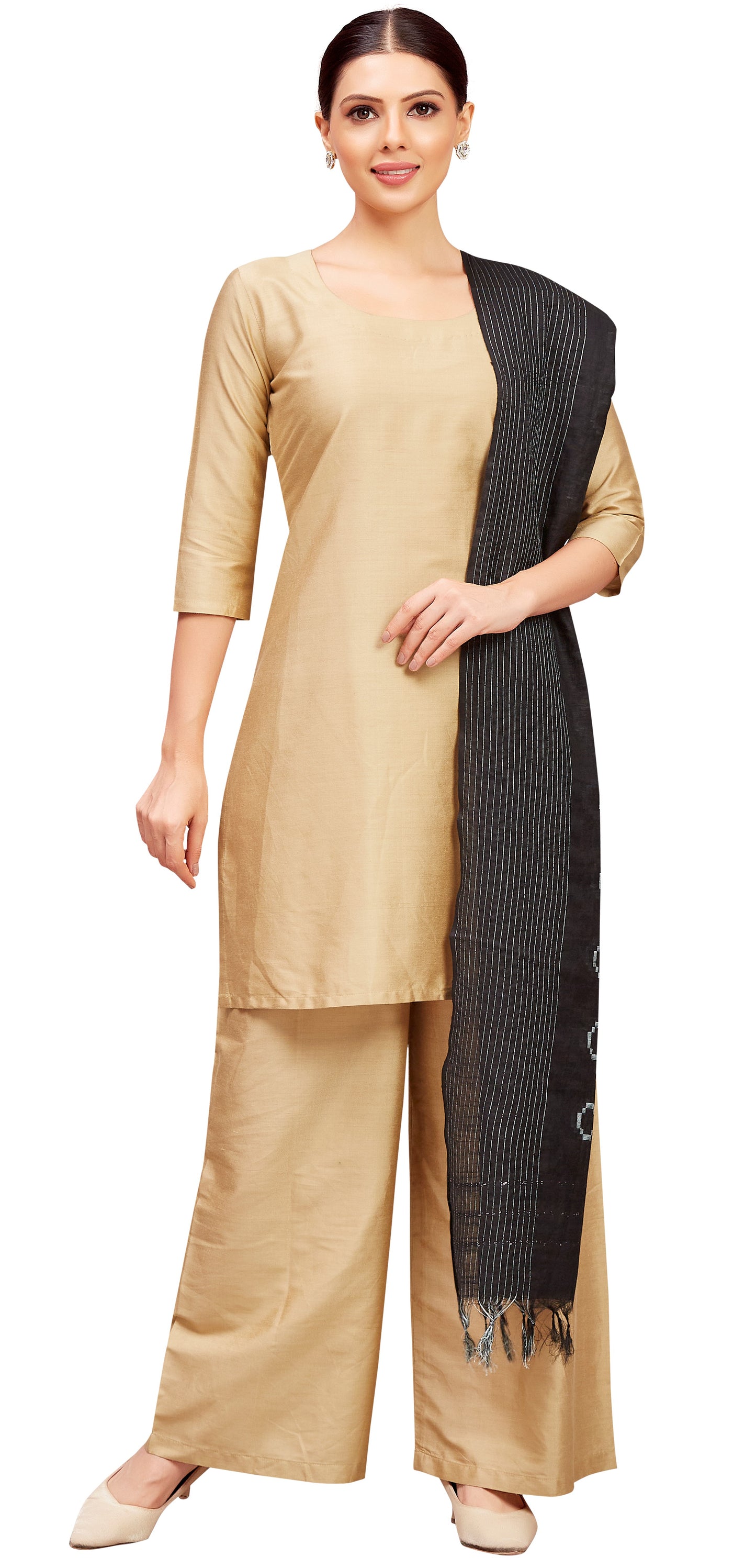 Women's Viscose Handloom Dupatta With Tassels (32" X 2.35 Meters) (2827 - Black)