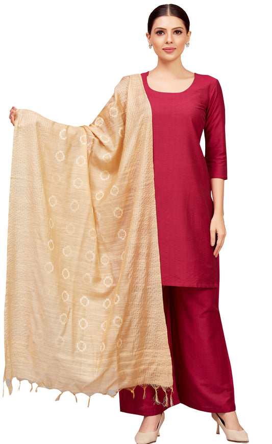 Women's Viscose Handloom Dupatta With Tassels (32" X 2.35 Meters) (2827 - Gold)