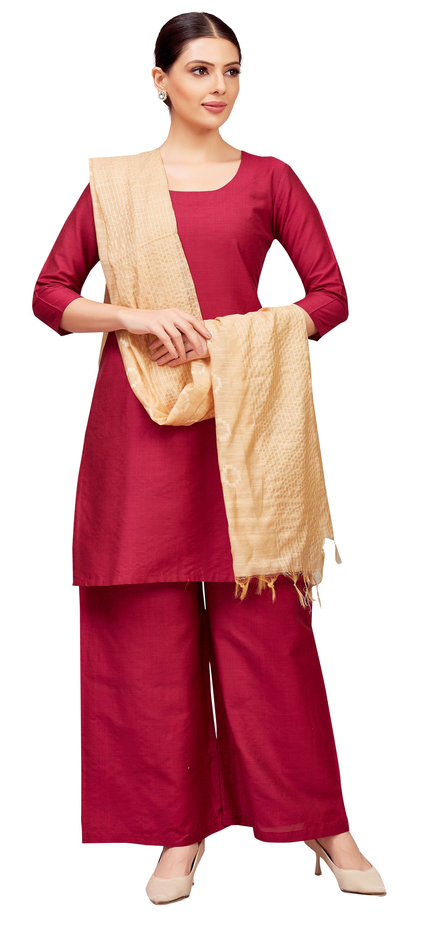 Women's Viscose Handloom Dupatta With Tassels (32" X 2.35 Meters) (2827 - Gold)