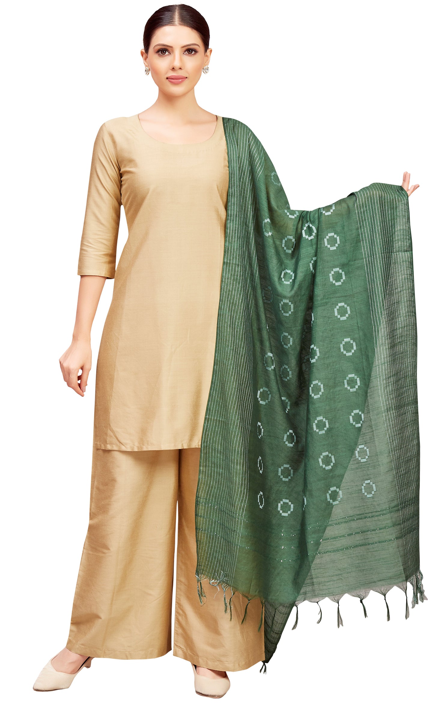 Women's Viscose Handloom Dupatta With Tassels (32" X 2.35 Meters) (2827 - Green)