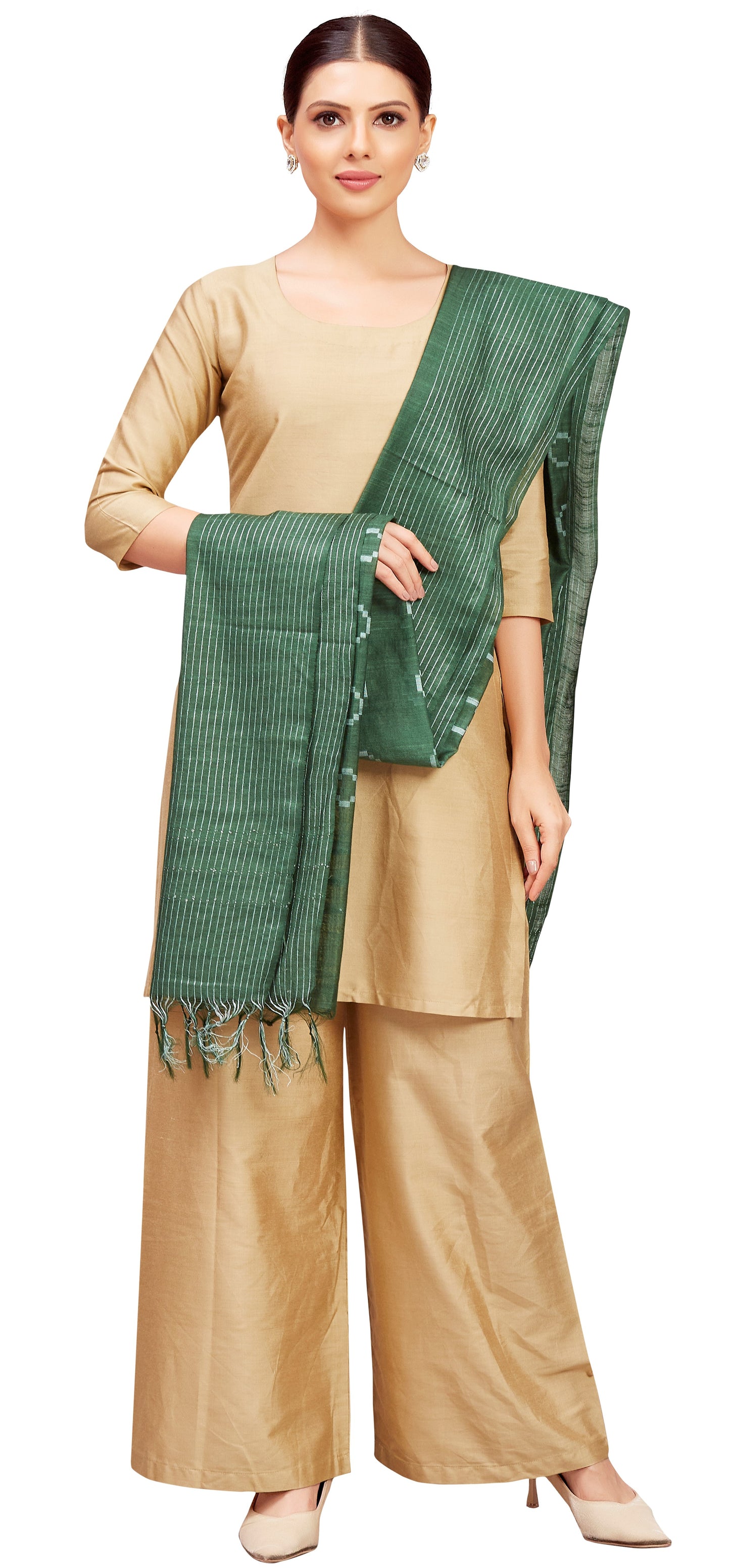 Women's Viscose Handloom Dupatta With Tassels (32" X 2.35 Meters) (2827 - Green)
