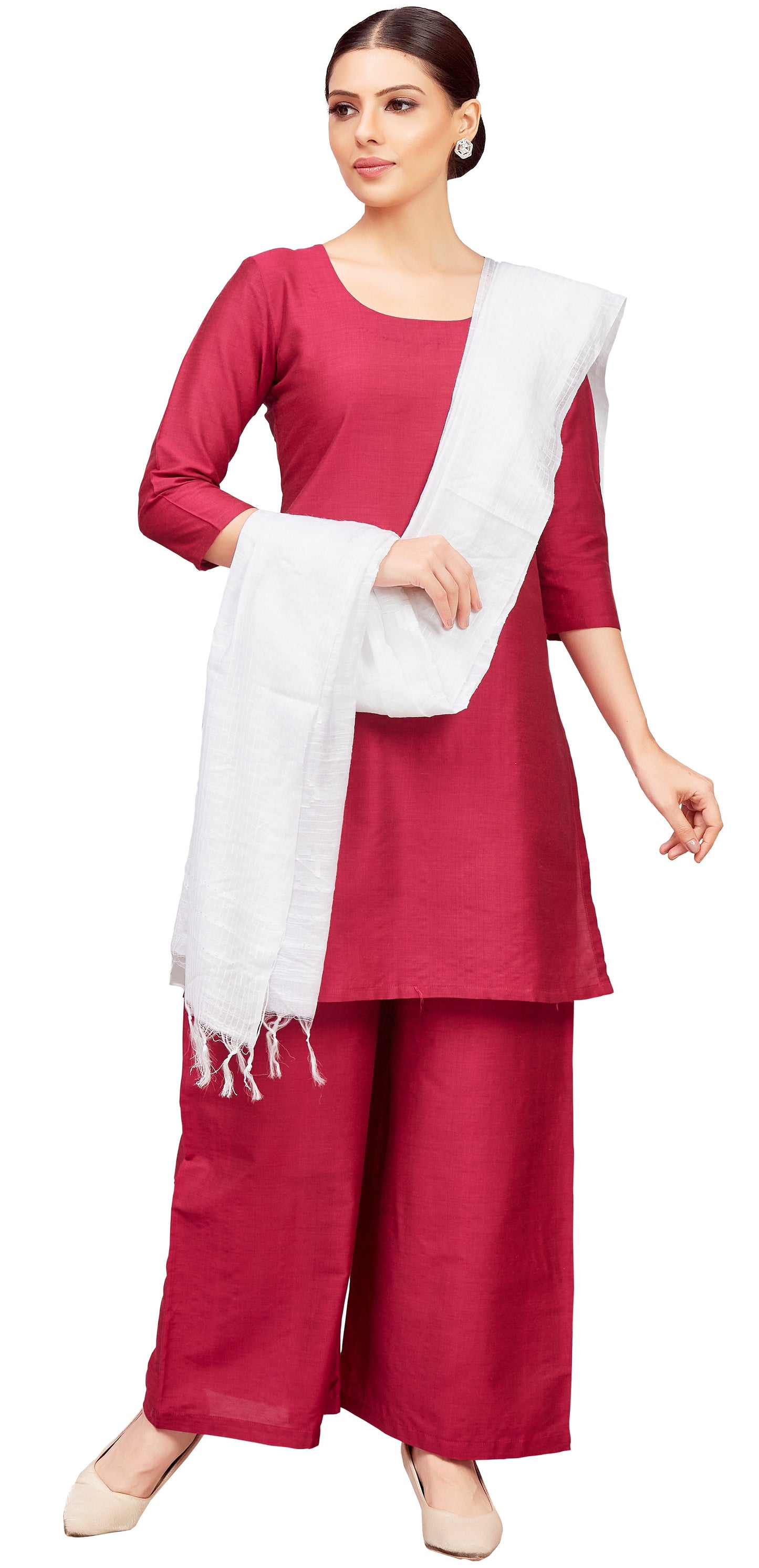 Women's Viscose Handloom Dupatta With Tassels (32" X 2.35 Meters) (2827 - White)