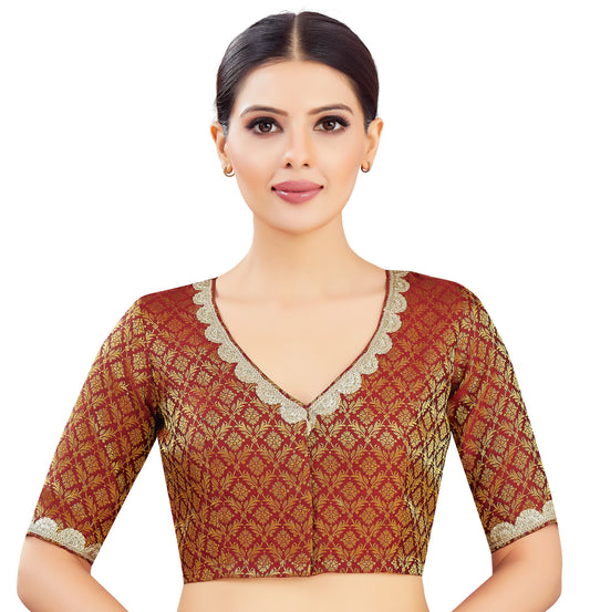 Studio Shringaar Women's Maroon Blouse (Design 2835)
