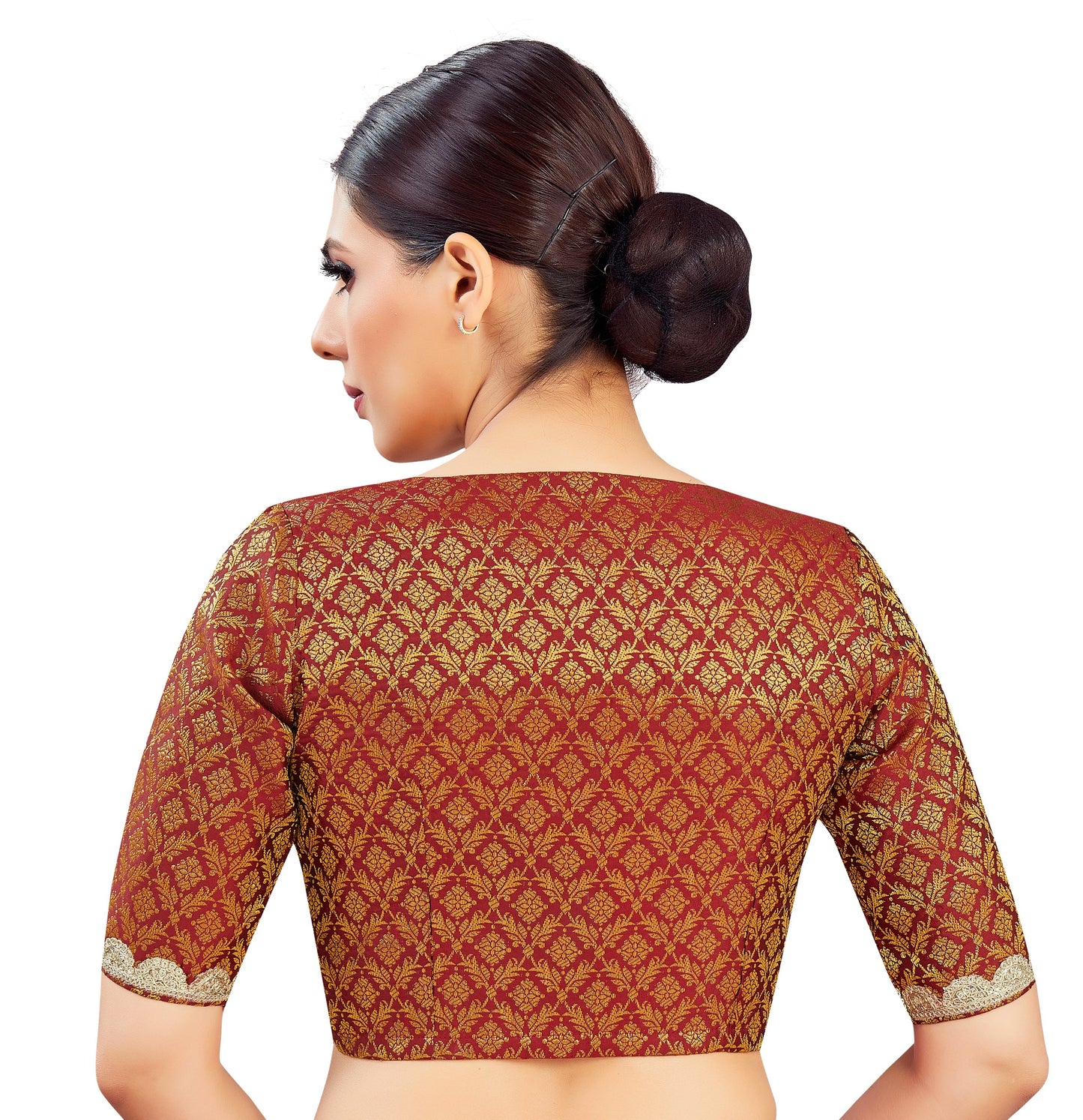 Studio Shringaar Women's Maroon Blouse (Design 2835)