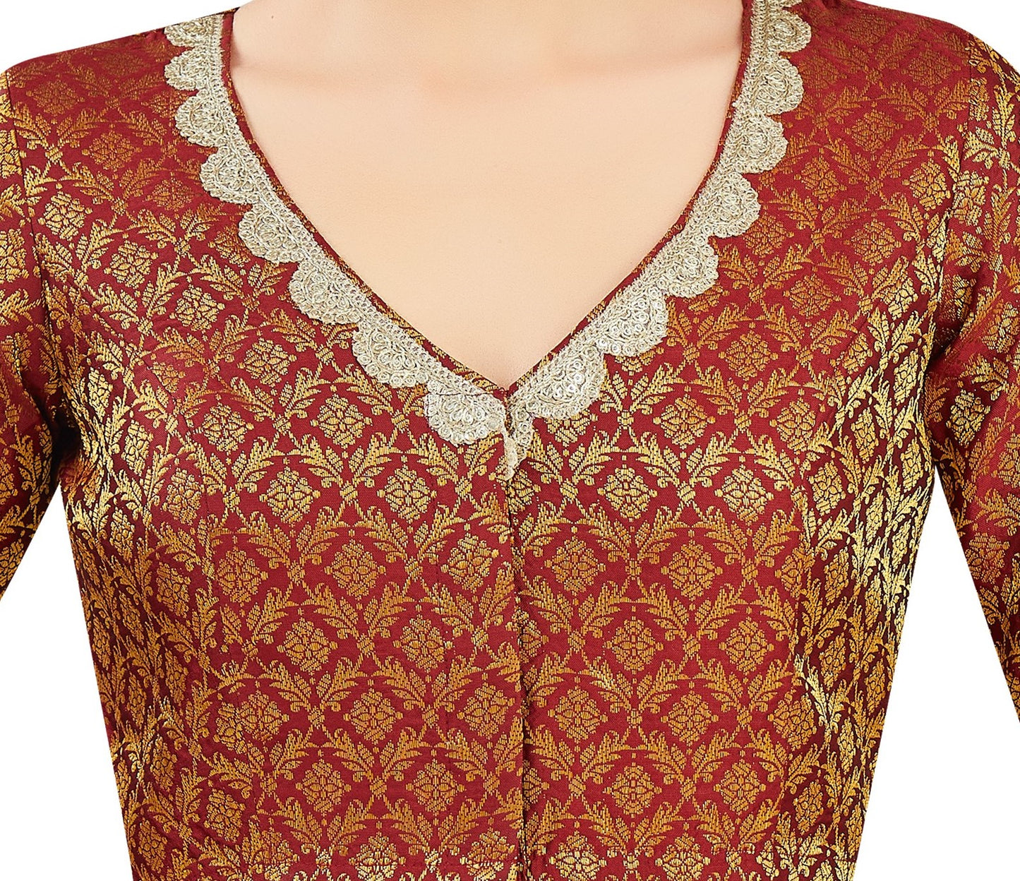 Studio Shringaar Women's Maroon Blouse (Design 2835)