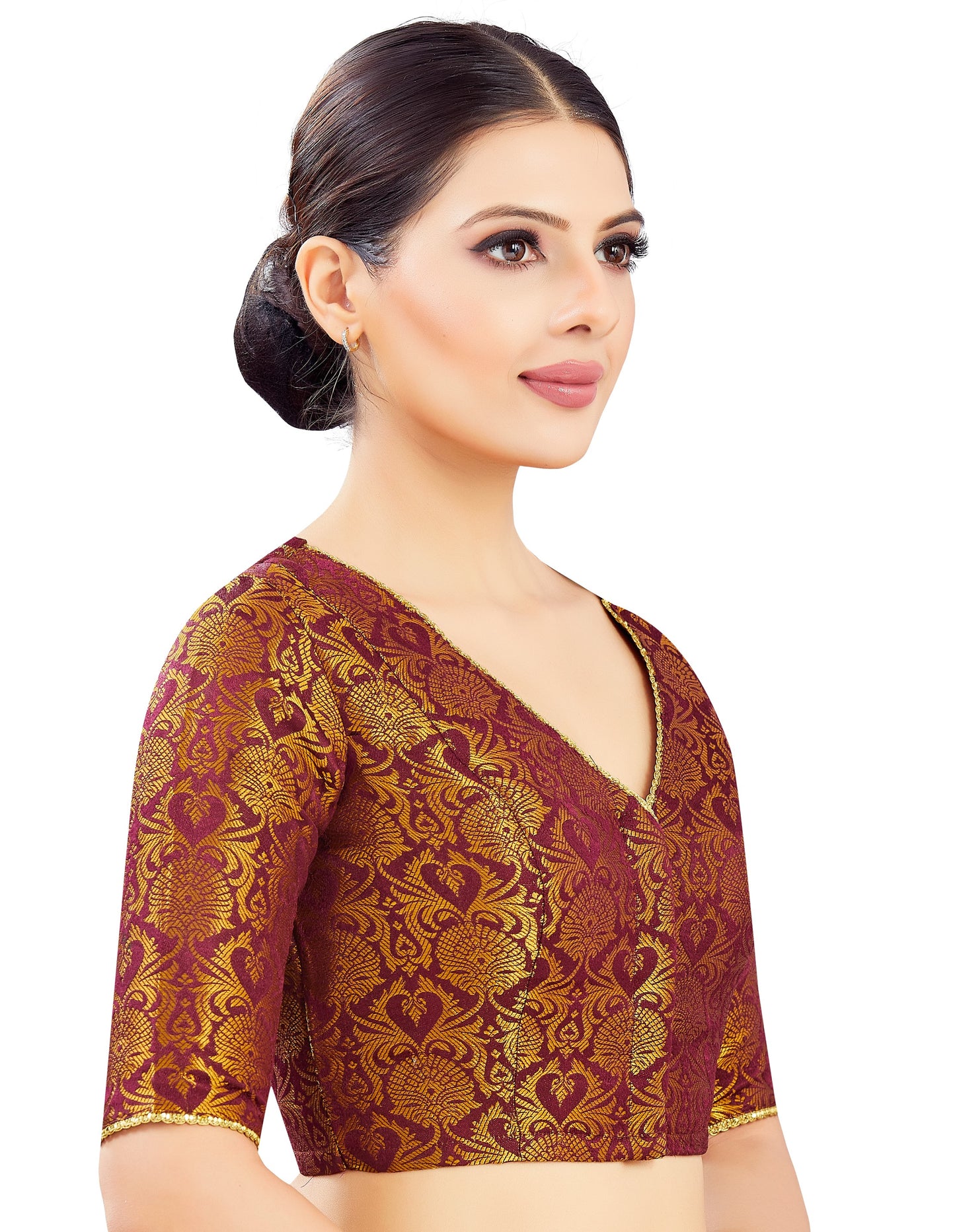Studio Shringaar Women's Maroon Blouse (Design 2837)