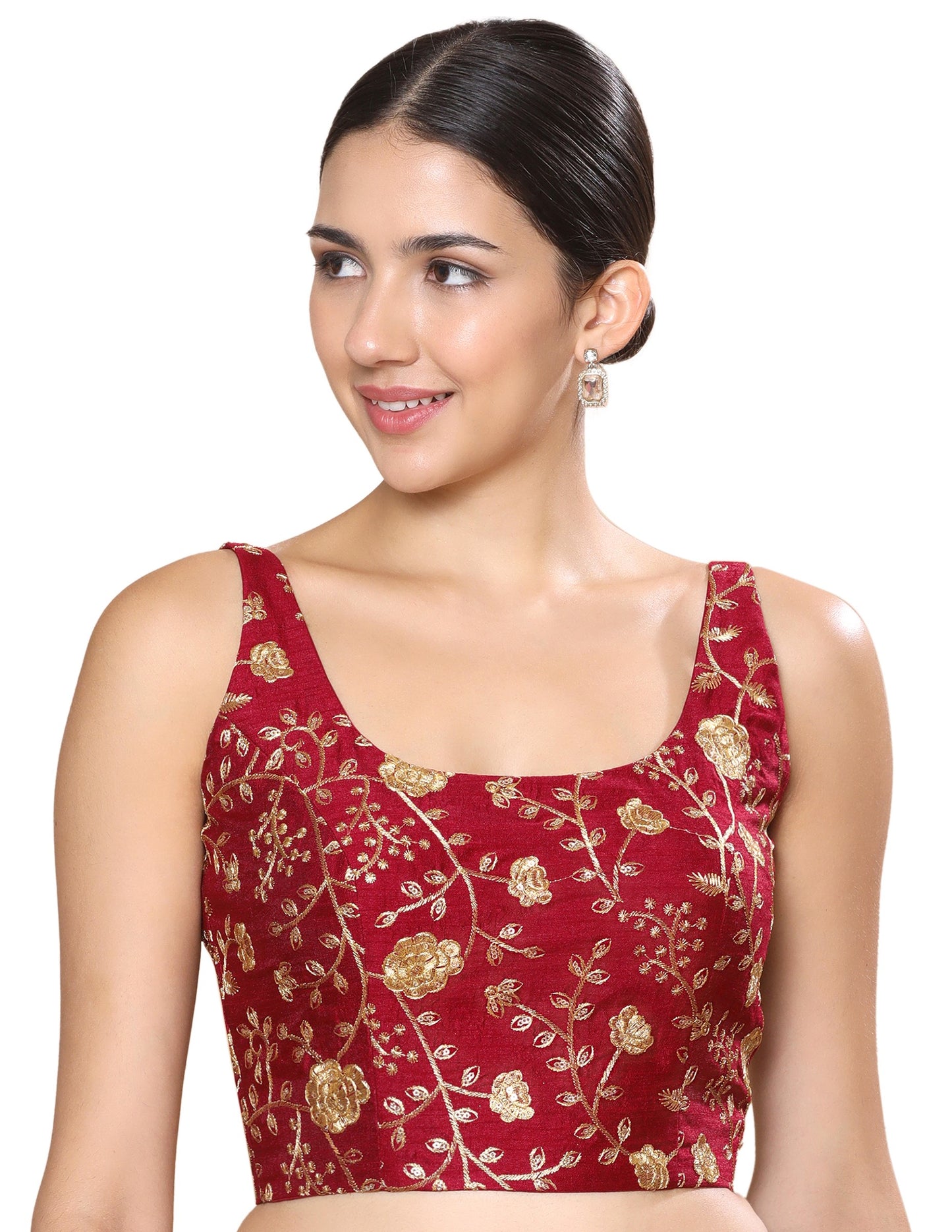 Studio Shringaar Women's Maroon Blouse (Design 2838)