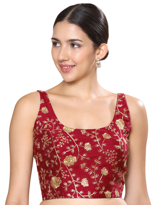 Studio Shringaar Women's Maroon Blouse (Design 2838)
