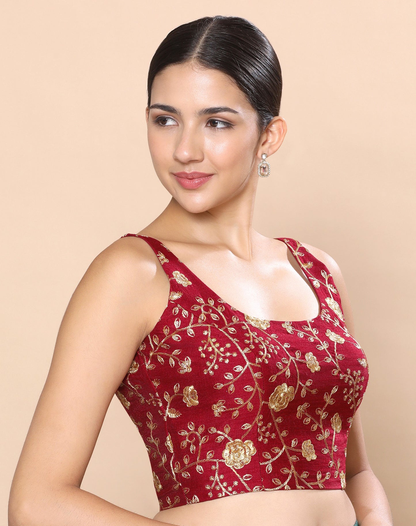 Studio Shringaar Women's Maroon Blouse (Design 2838)