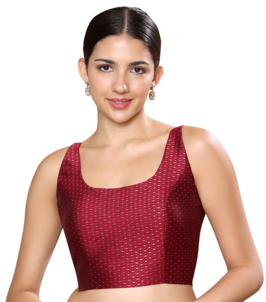 Studio Shringaar Women's Maroon Blouse (Design 2841)
