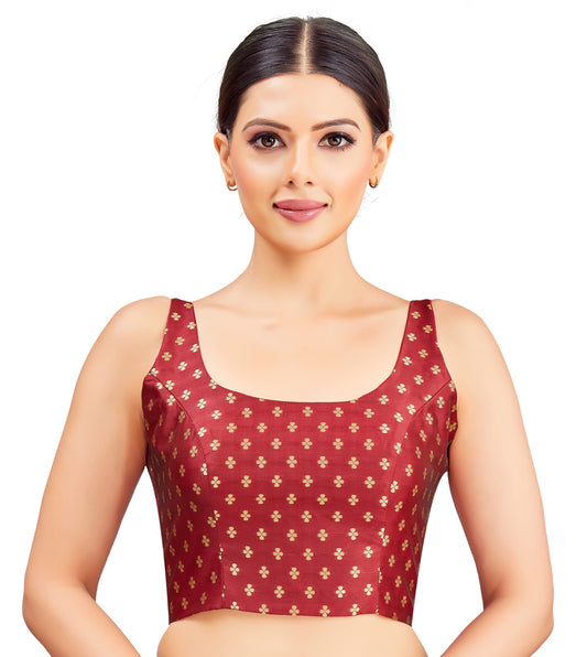 Studio Shringaar Women's Maroon Blouse (Design 2854)