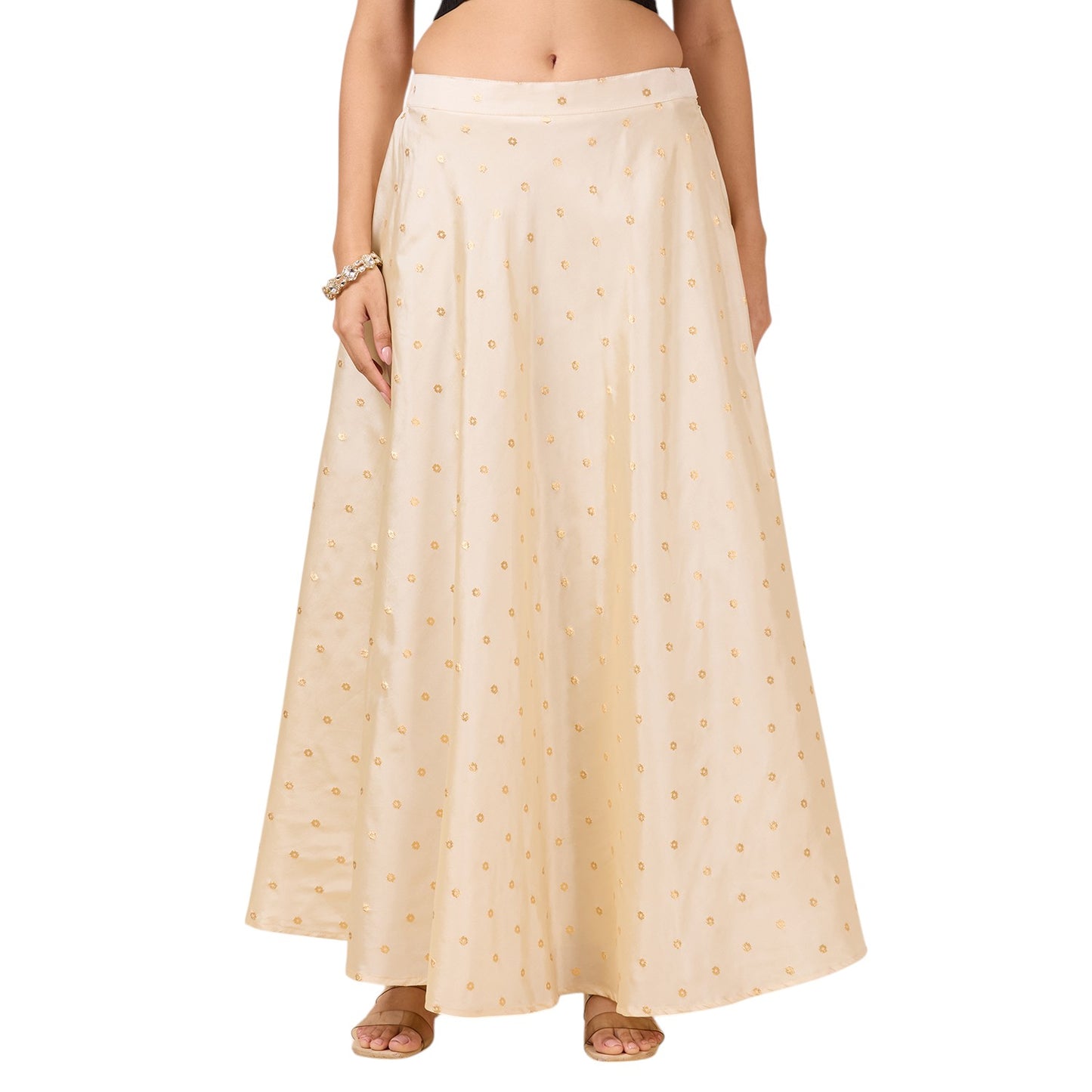 Women's Silky Wedding Sangeet Skirt Lehenga (2857 - Cream)