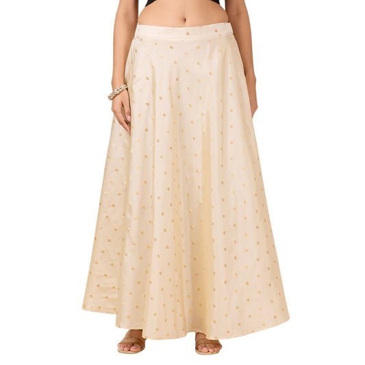 Women's Silky Wedding Sangeet Skirt Lehenga (2857 - Cream)