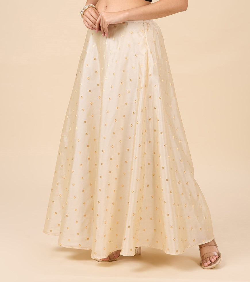 Women's Silky Wedding Sangeet Skirt Lehenga (2857 - Cream)