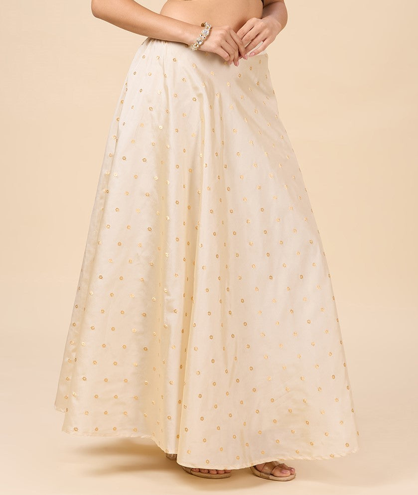 Women's Silky Wedding Sangeet Skirt Lehenga (2857 - Cream)