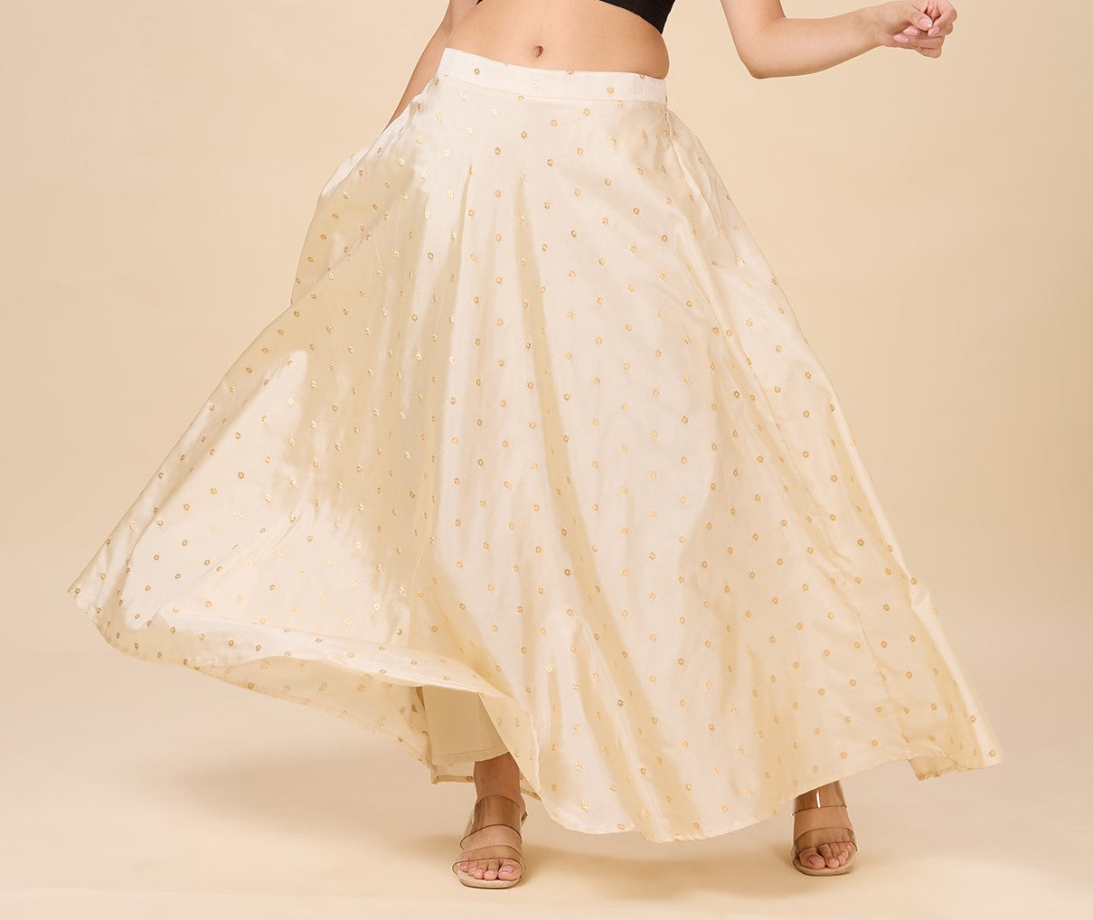 Women's Silky Wedding Sangeet Skirt Lehenga (2857 - Cream)