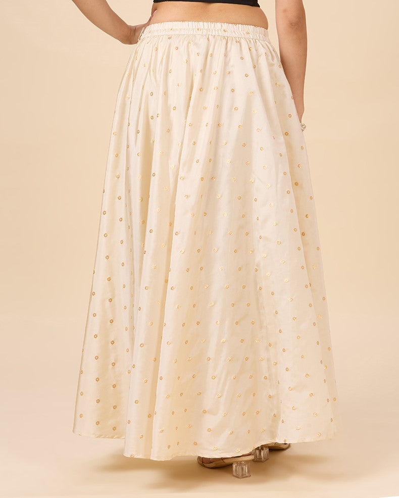 Women's Silky Wedding Sangeet Skirt Lehenga (2857 - Cream)