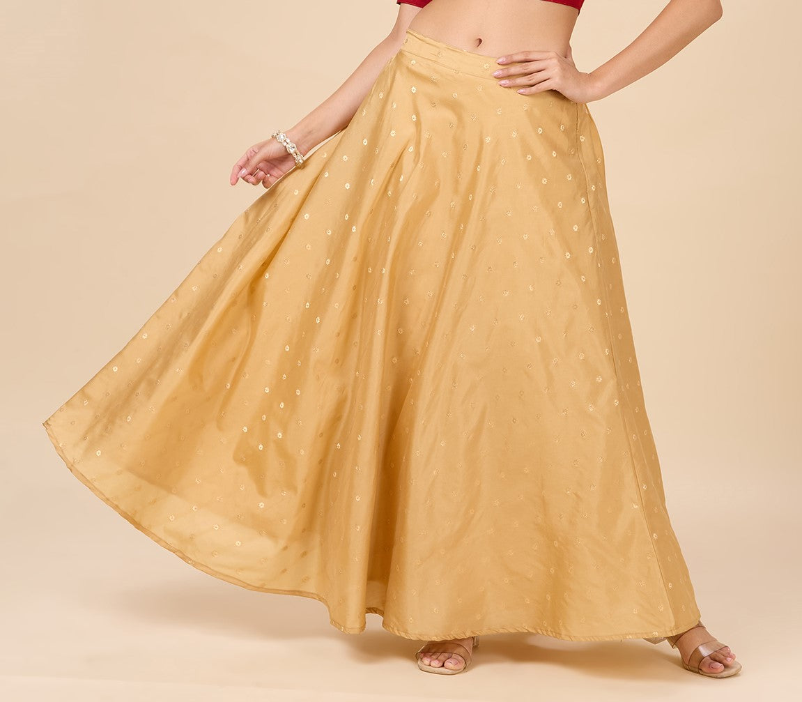 Women's Silky Wedding Sangeet Skirt Lehenga (2857 - Gold)