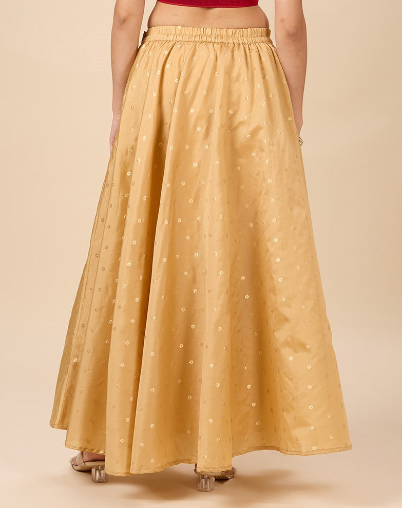 Women's Silky Wedding Sangeet Skirt Lehenga (2857 - Gold)