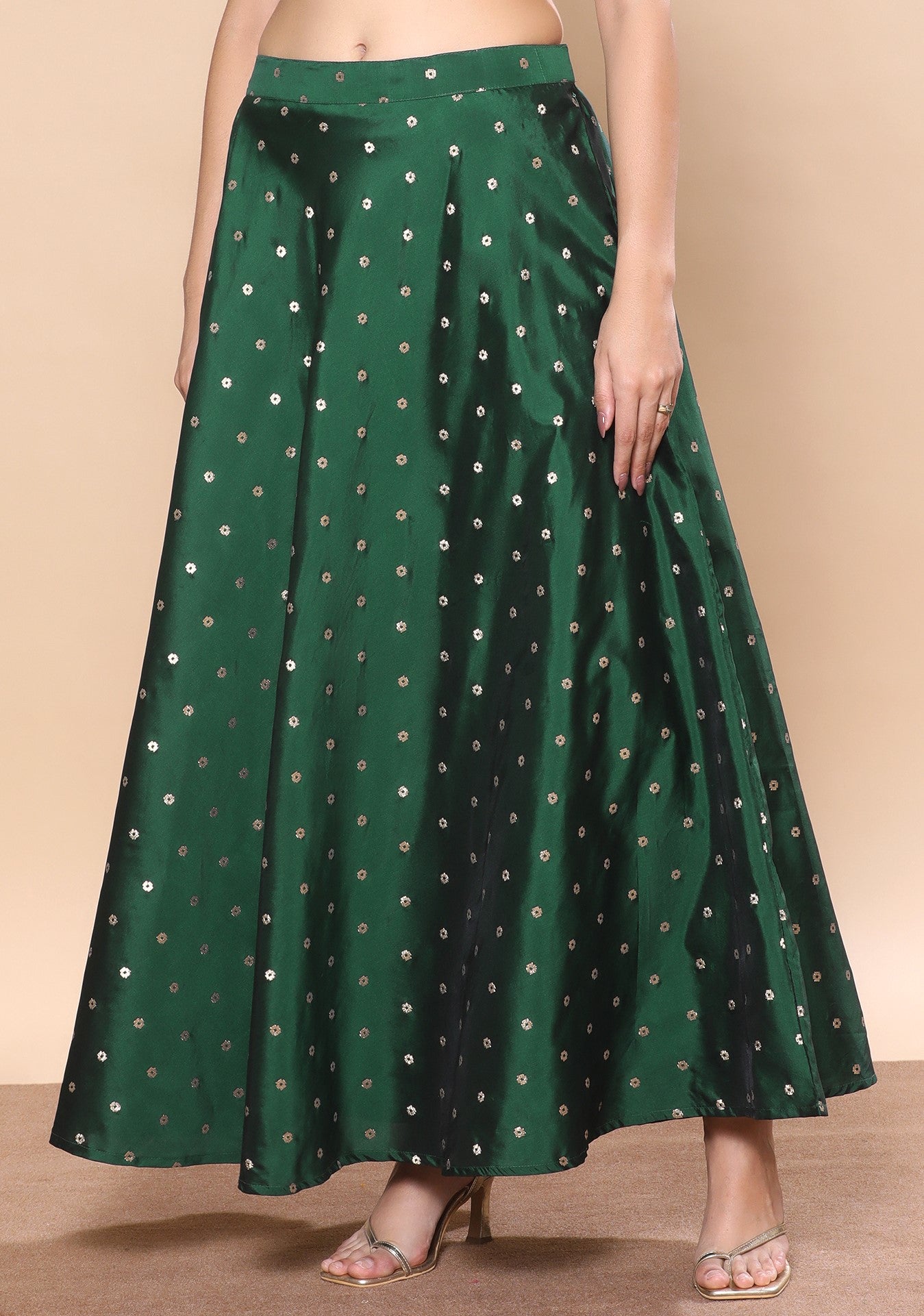 Women's Silky Wedding Sangeet Skirt Lehenga (2857 - Green)
