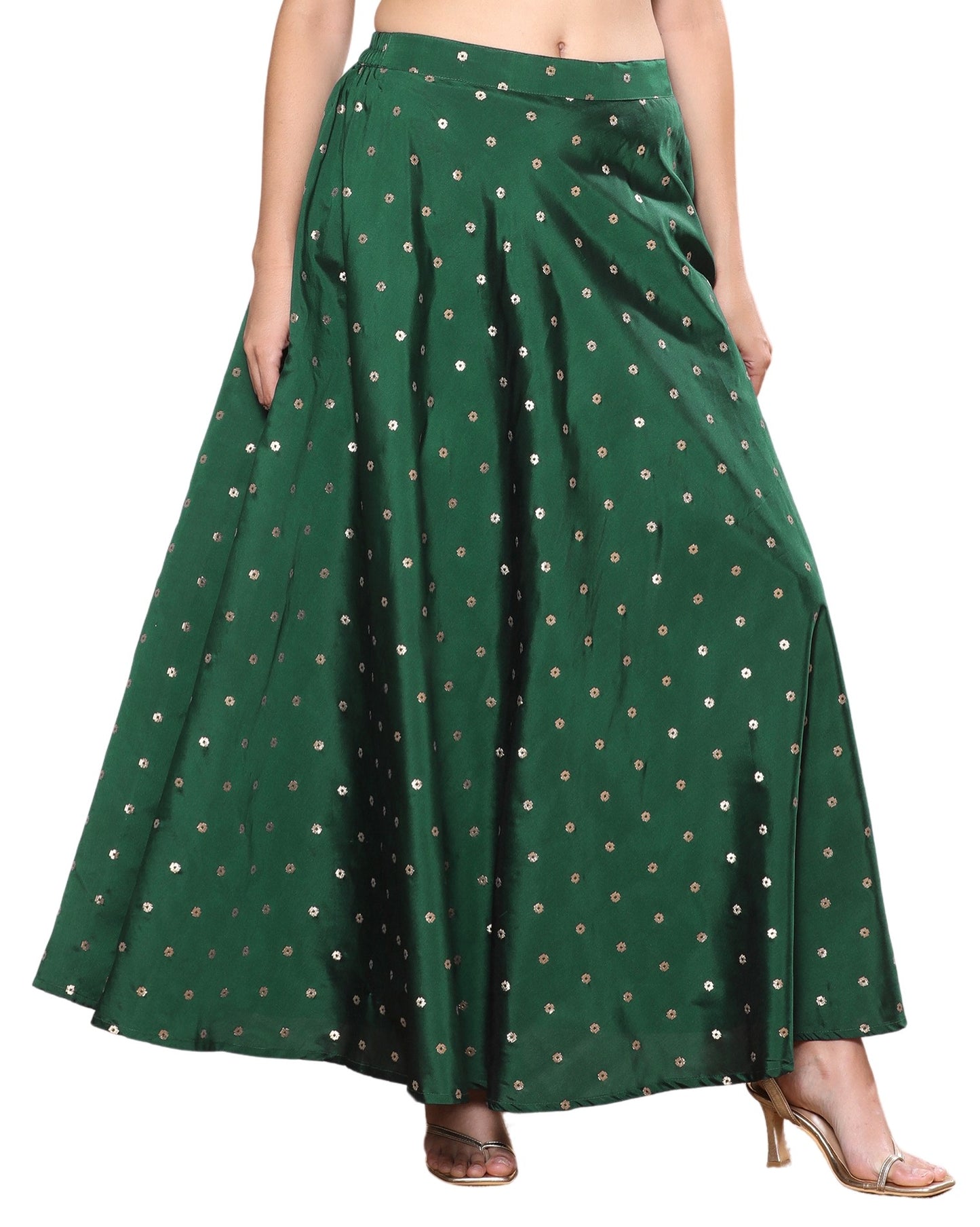 Women's Silky Wedding Sangeet Skirt Lehenga (2857 - Green)