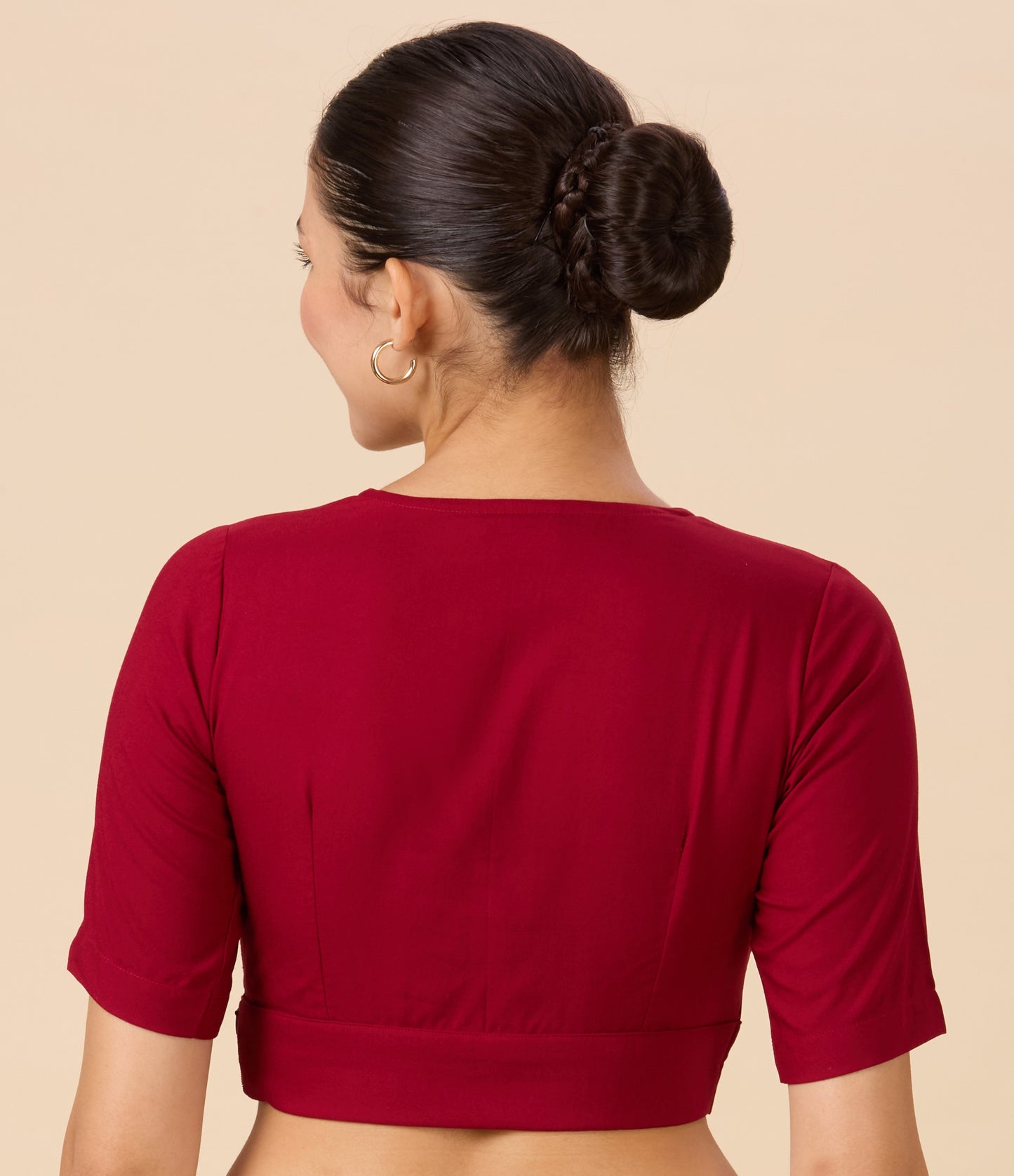 Studio Shringaar Women's Maroon Natural Rayon Solid Coloured Soft Readymade Saree Blouse (Design 2879)