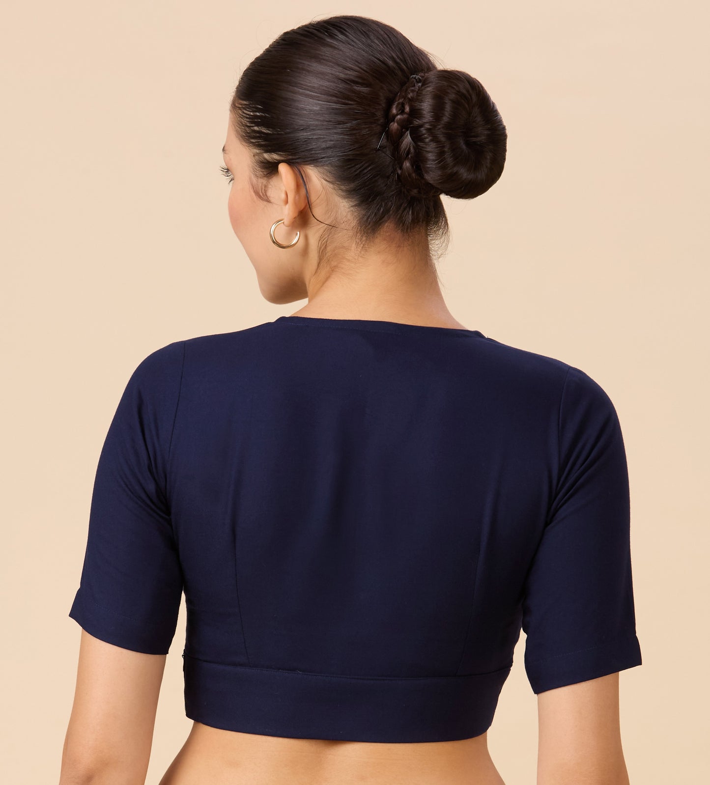 Studio Shringaar Women's Navy Blue Natural Rayon Solid Coloured Soft Readymade Saree Blouse (Design 2879)