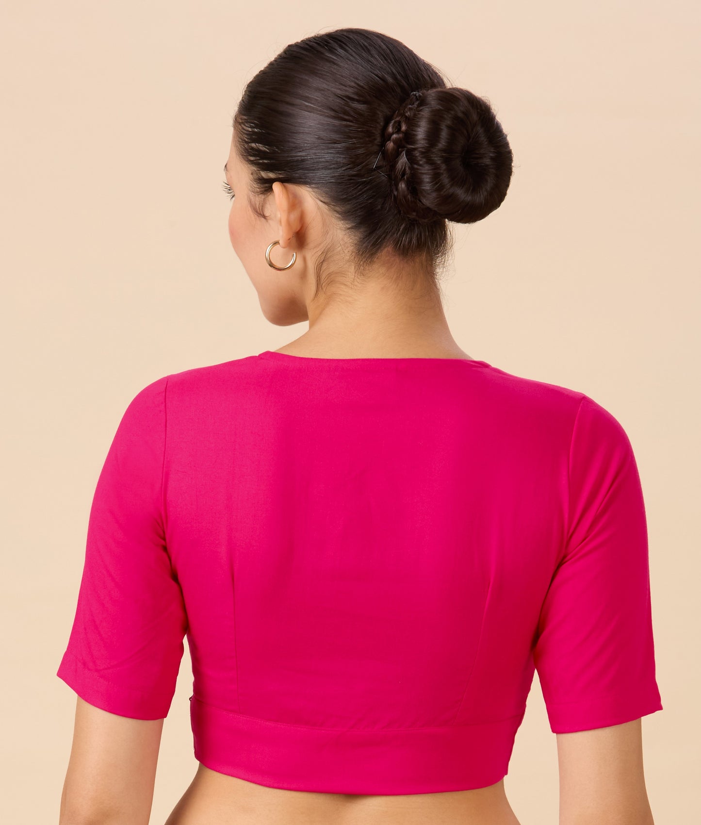 Studio Shringaar Women's Pink Natural Rayon Solid Coloured Soft Readymade Saree Blouse (Design 2879)