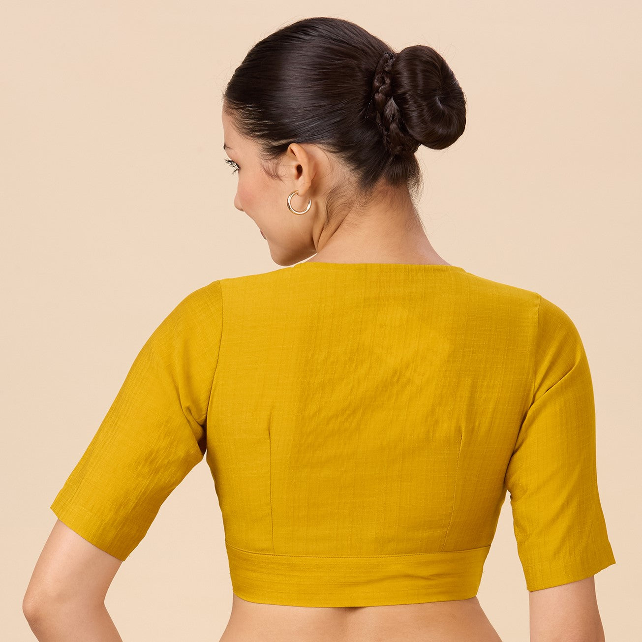 Studio Shringaar Women's Mustard Viscose Smart V Neck Readymade Saree Blouse (Design 2880)