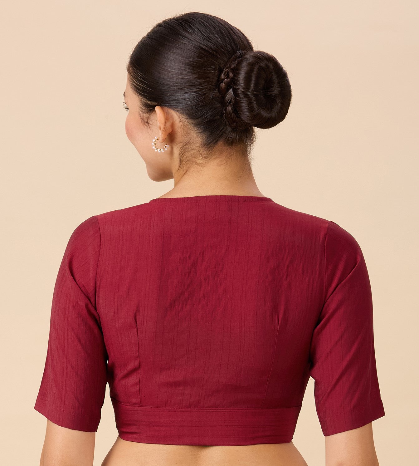 Studio Shringaar Women's Maroon Viscose Smart V Neck Readymade Saree Blouse (Design 2880)