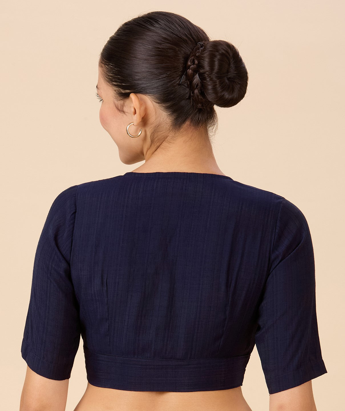 Studio Shringaar Women's Navy Blue Viscose Smart V Neck Readymade Saree Blouse (Design 2880)