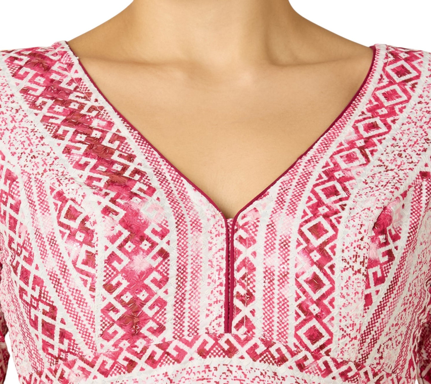 Women's Pink Heavy Cotton Chikan Printed Readymade Saree Blouse (Design 2906)