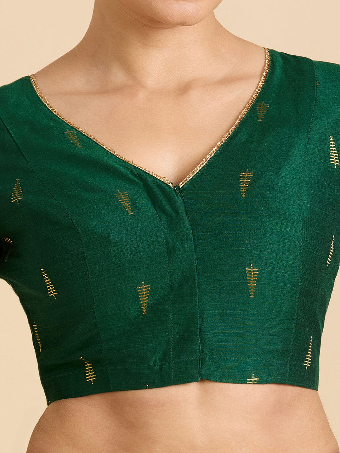 Women Green Cotton blend Half Sleeve Readymade Saree Blouse (Design 2912)