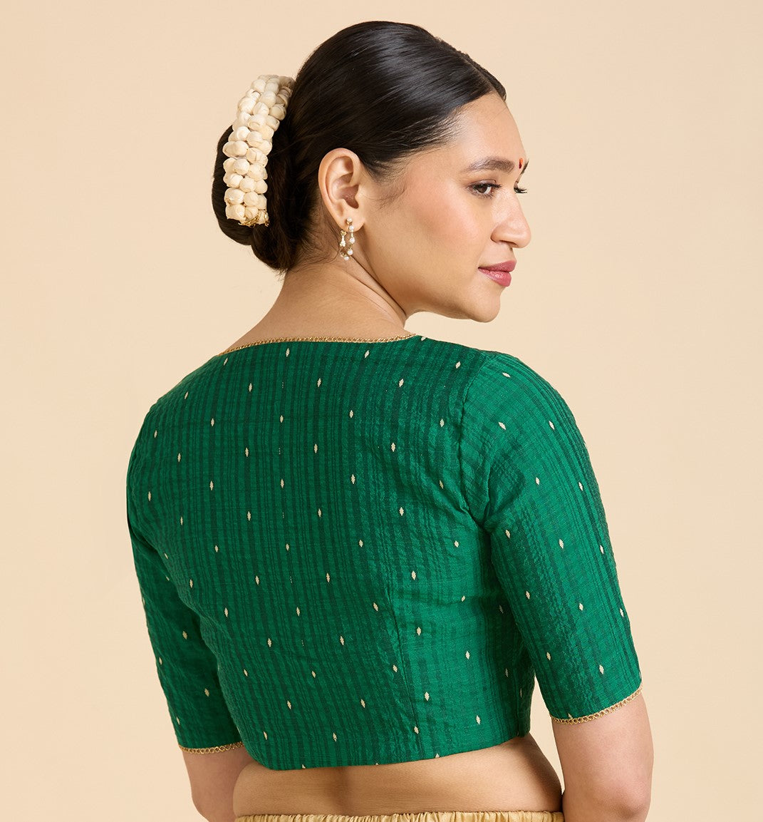 Women's Green Handloom Cotton Silk Readymade Saree Blouse (Design 2935)