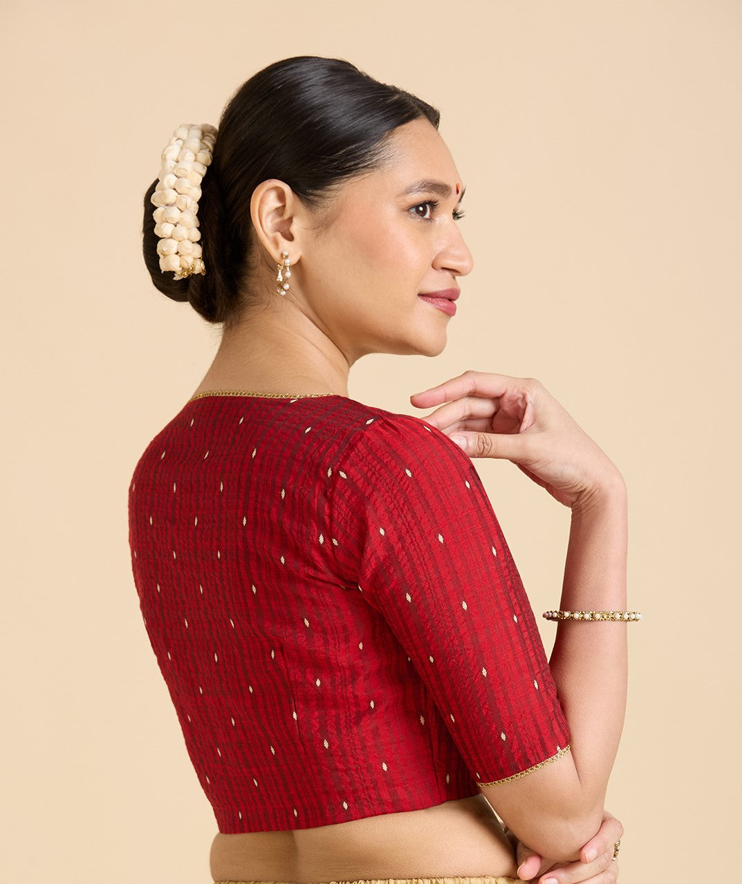 Women's Maroon Handloom Cotton Silk Readymade Saree Blouse (Design 2935)