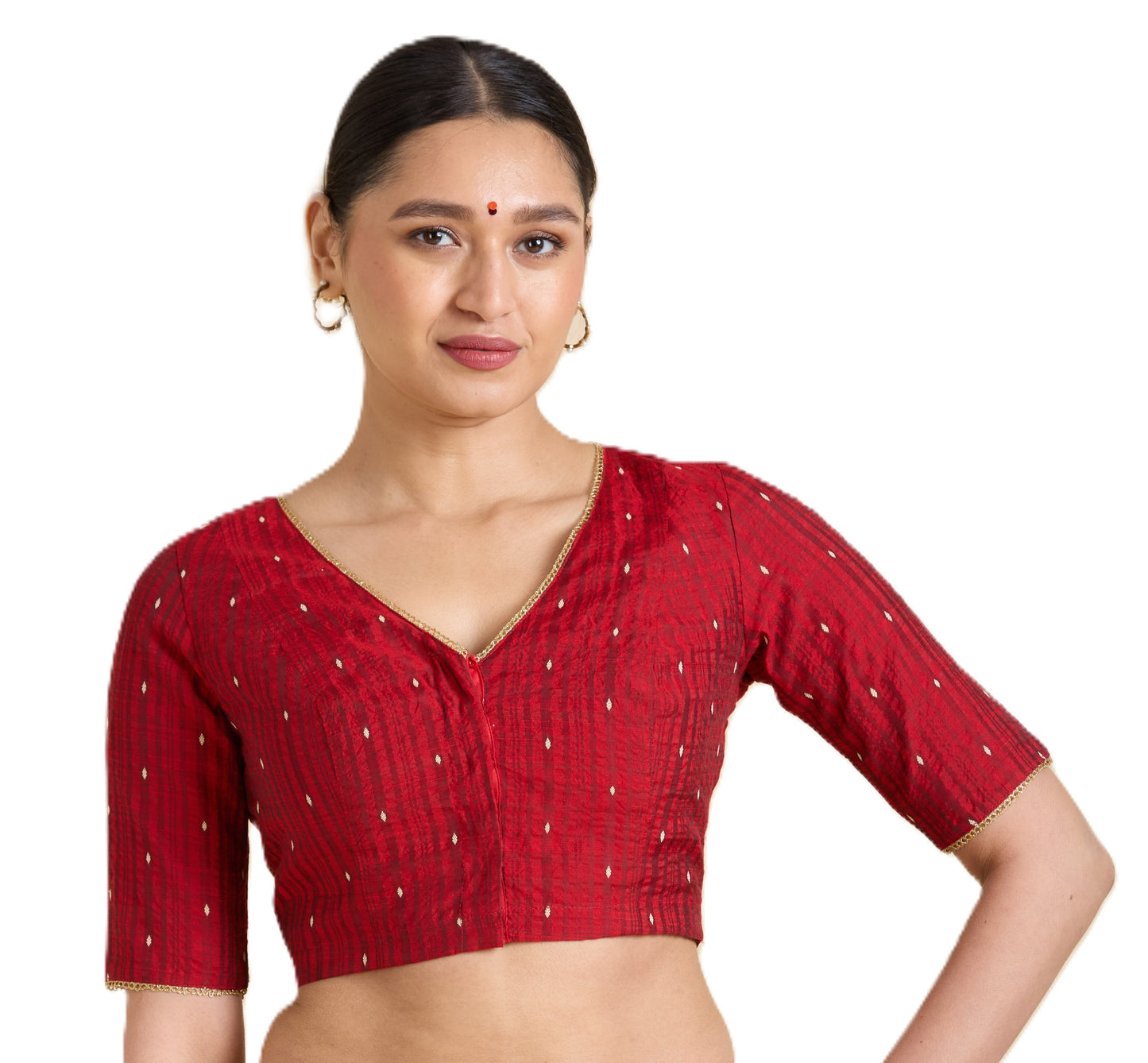 Women's Maroon Handloom Cotton Silk Readymade Saree Blouse (Design 2935)